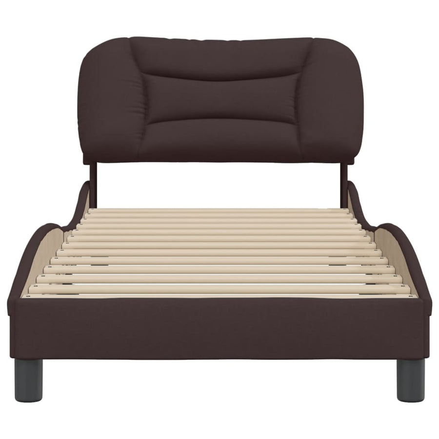 Bedframe Met Hoofdbord Stof Donkerbruin 90X200 Cm