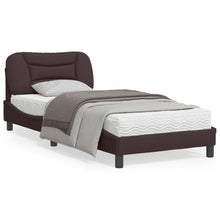 Bedframe Met Hoofdbord Stof Donkerbruin 90X200 Cm