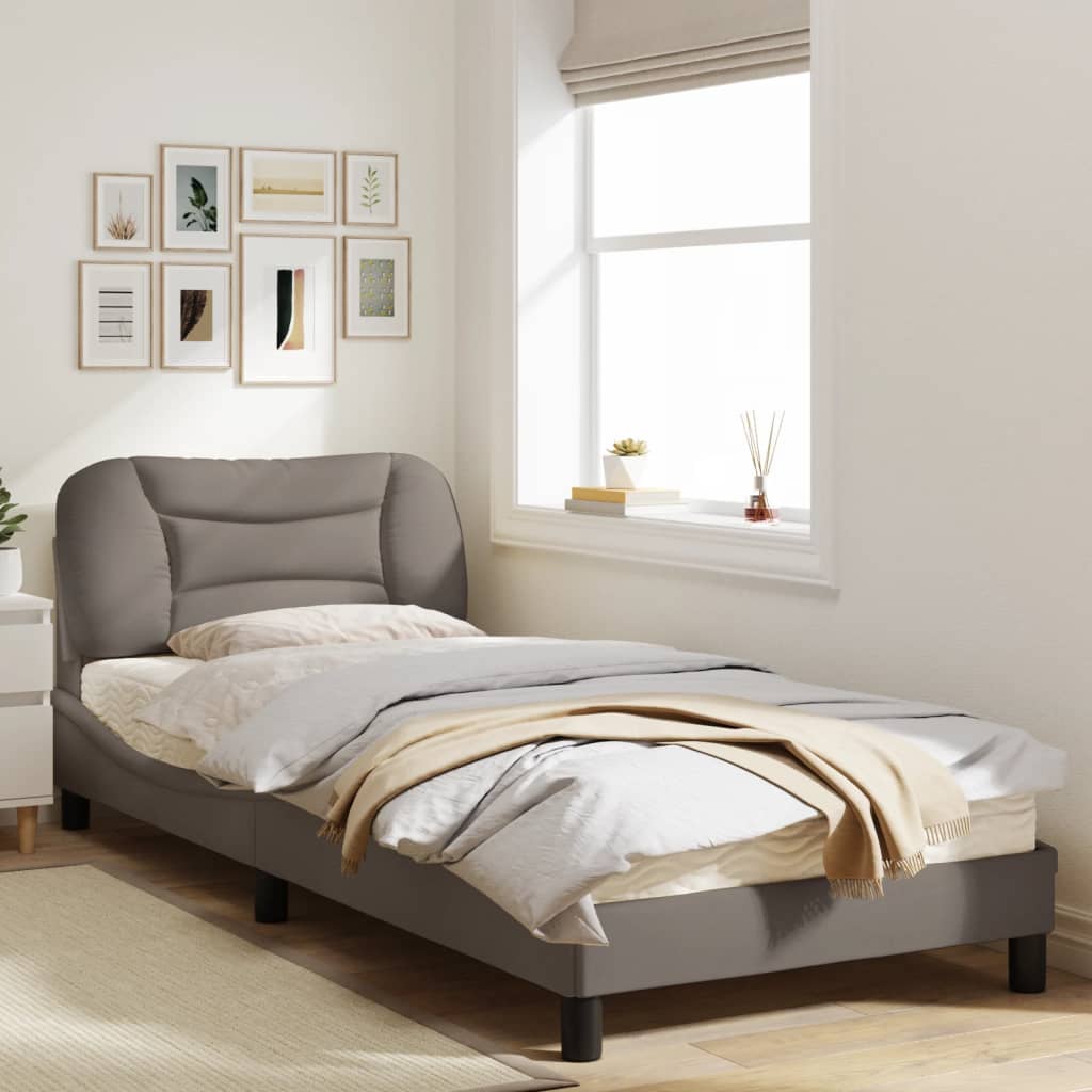 Bedframe Met Hoofdbord Stof Taupe 90X200 Cm
