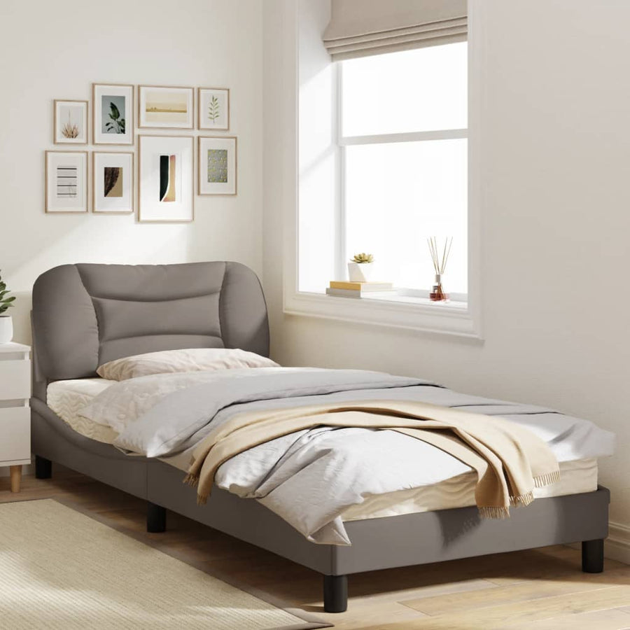 Bedframe Met Hoofdbord Stof Taupe 90X200 Cm