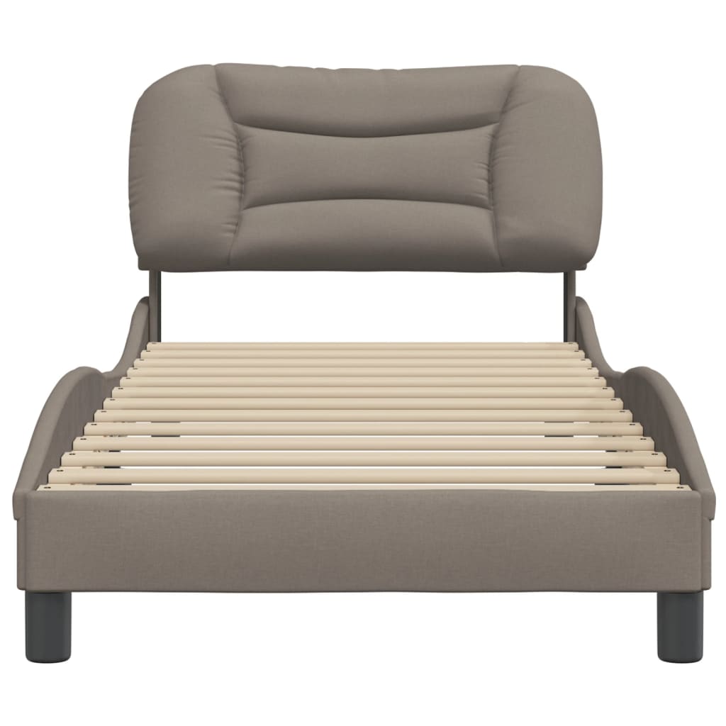 Bedframe Met Hoofdbord Stof Taupe 90X200 Cm