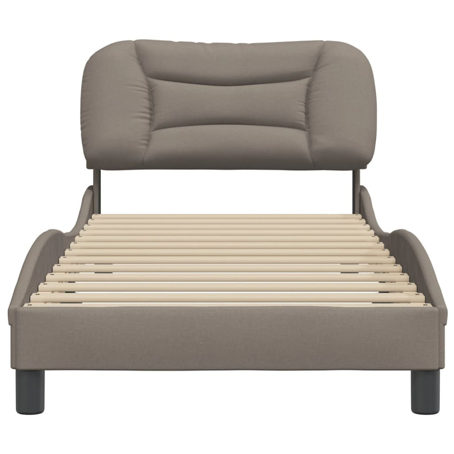 Bedframe Met Hoofdbord Stof Taupe 90X200 Cm