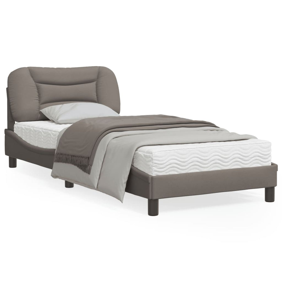 Bedframe Met Hoofdbord Stof Taupe 90X200 Cm