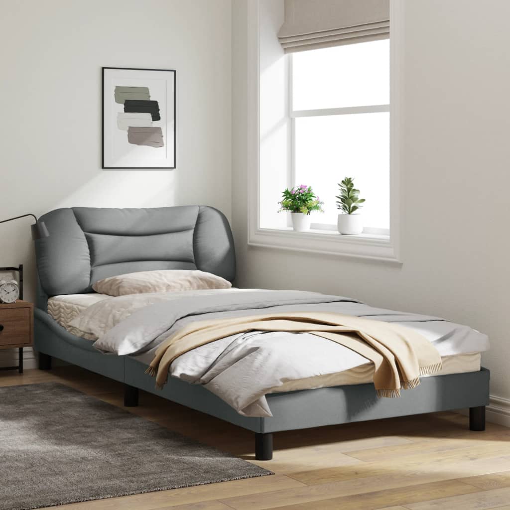 Bedframe Met Hoofdbord Stof Lichtgrijs 100X200 Cm