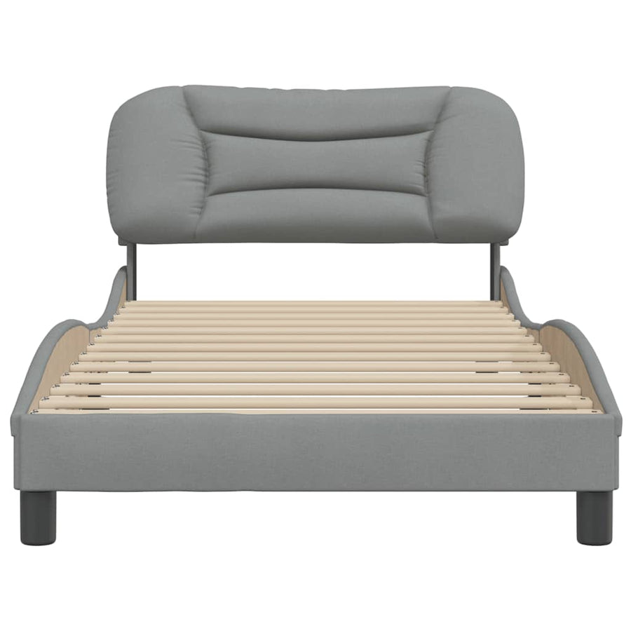 Bedframe Met Hoofdbord Stof Lichtgrijs 100X200 Cm