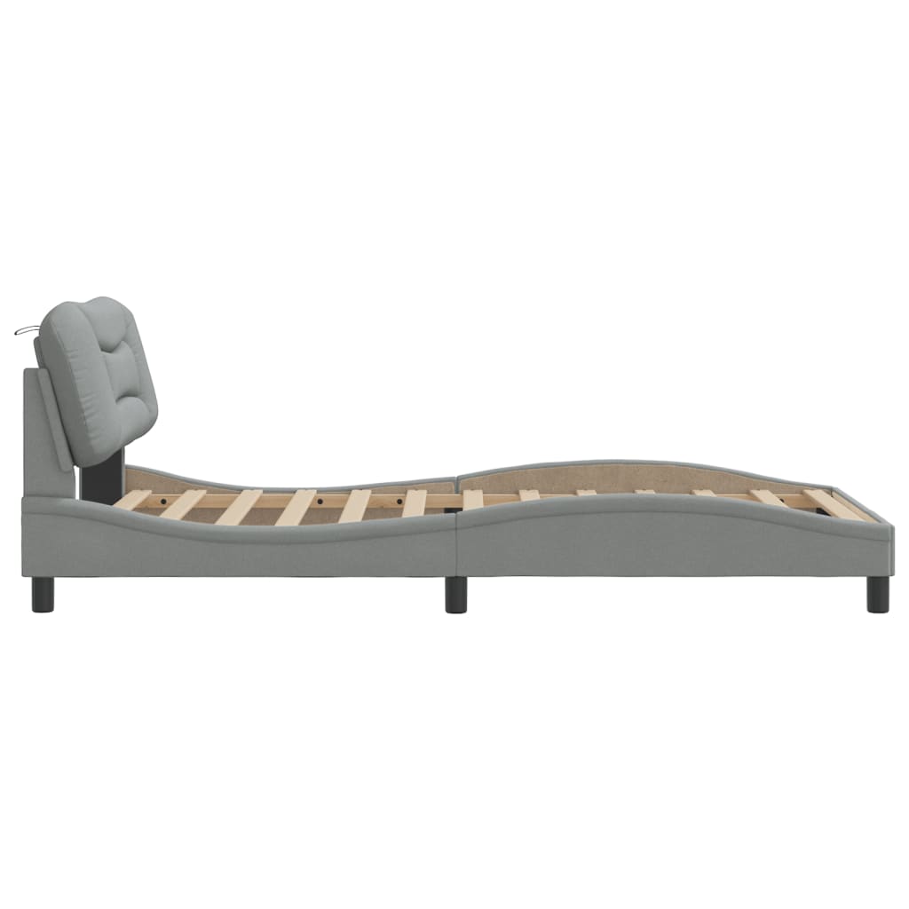 Bedframe Met Hoofdbord Stof Lichtgrijs 100X200 Cm