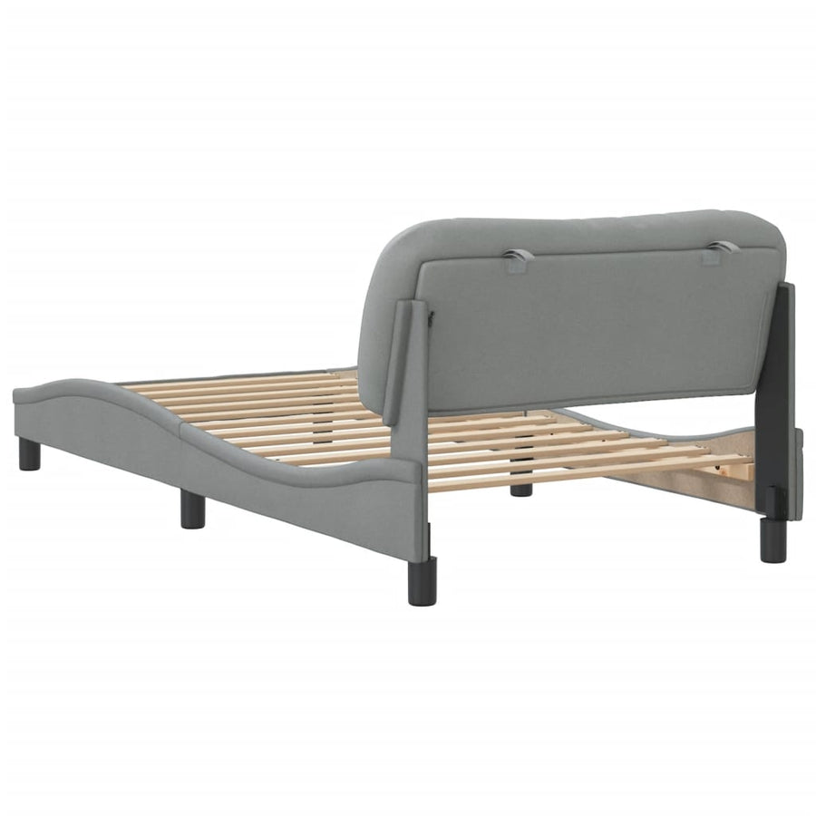 Bedframe Met Hoofdbord Stof Lichtgrijs 100X200 Cm