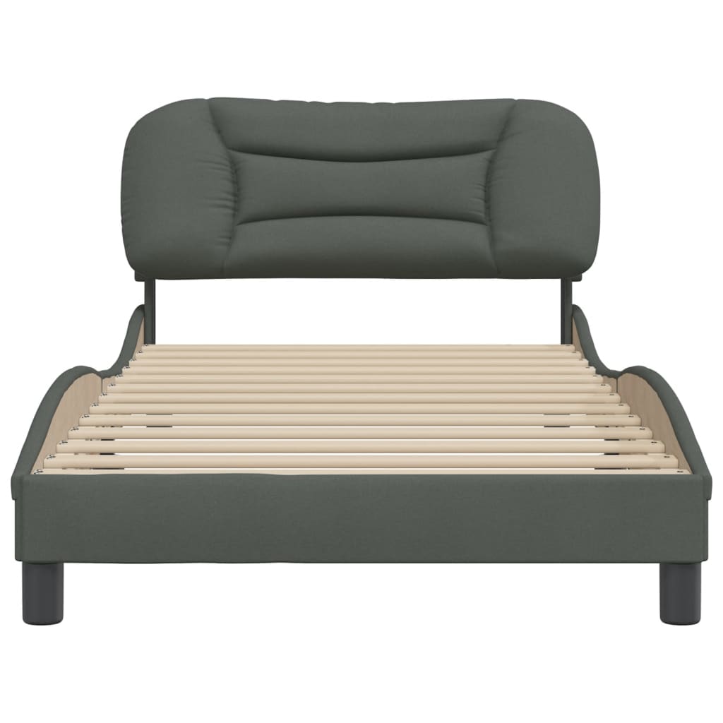 Bedframe Met Hoofdbord Stof Donkergrijs 100X200 Cm