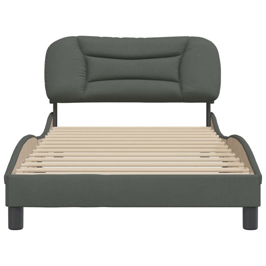 Bedframe Met Hoofdbord Stof Donkergrijs 100X200 Cm