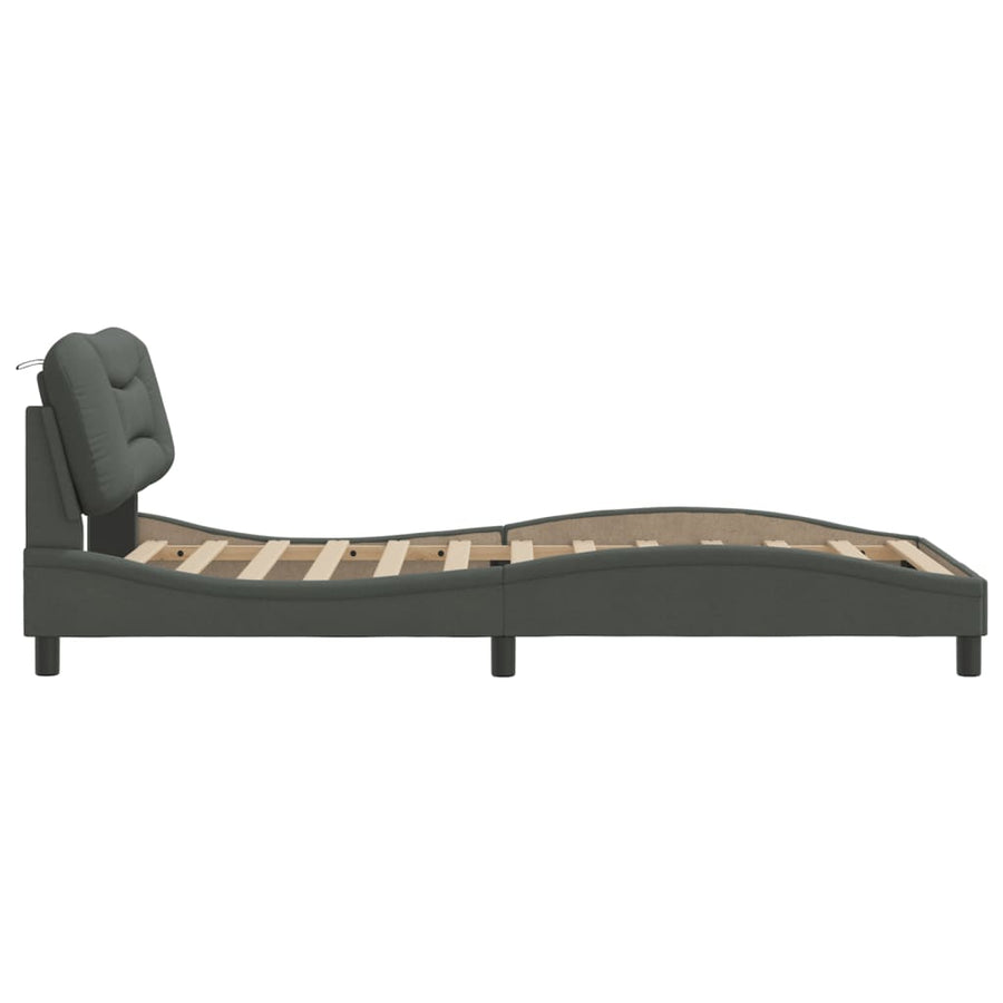 Bedframe Met Hoofdbord Stof Donkergrijs 100X200 Cm