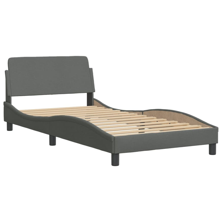 Bedframe Met Hoofdbord Stof Donkergrijs 100X200 Cm
