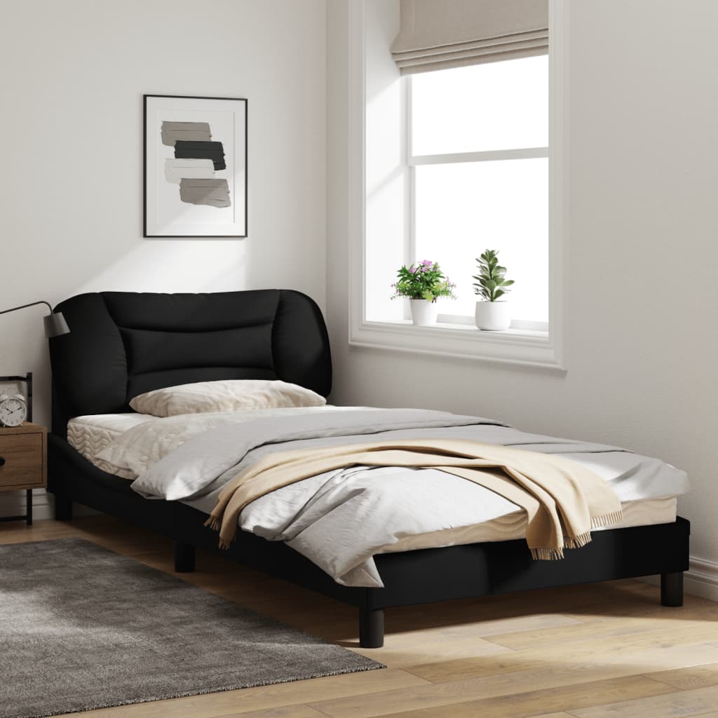 Bedframe Met Hoofdbord Stof Zwart 100X200 Cm