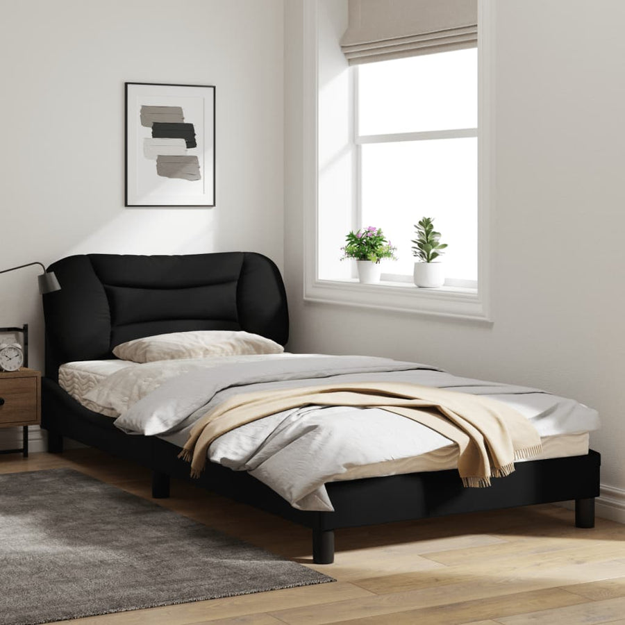 Bedframe Met Hoofdbord Stof Zwart 100X200 Cm