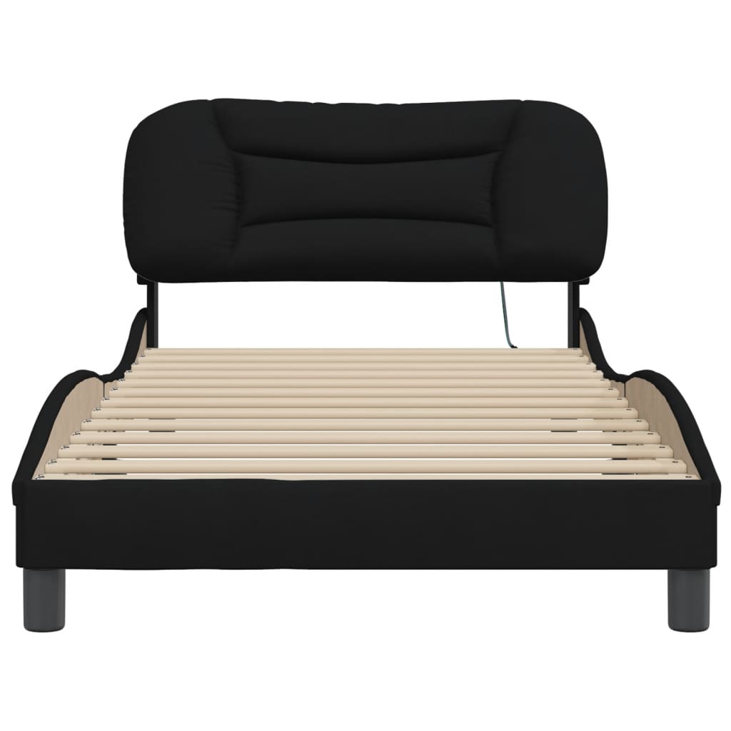 Bedframe Met Hoofdbord Stof Zwart 100X200 Cm