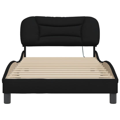 Bedframe Met Hoofdbord Stof Zwart 100X200 Cm