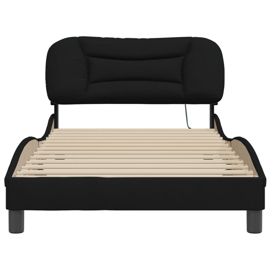 Bedframe Met Hoofdbord Stof Zwart 100X200 Cm