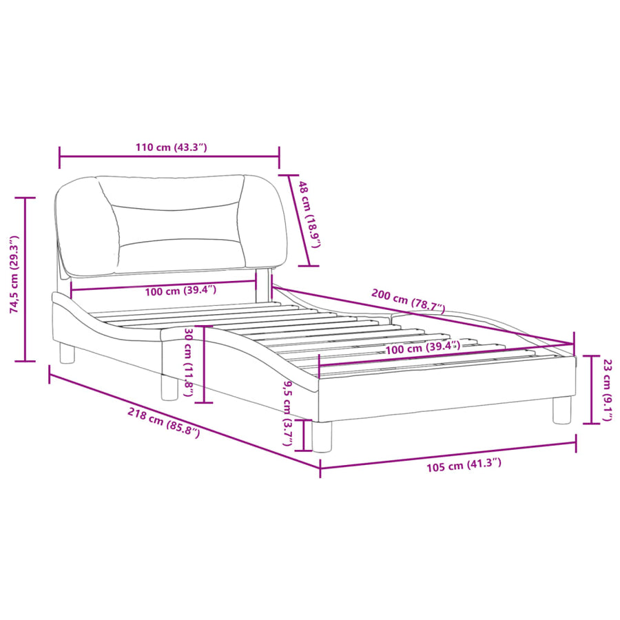 Bedframe zonder matras "Hvar" 100x200 cm stof donkerbruin