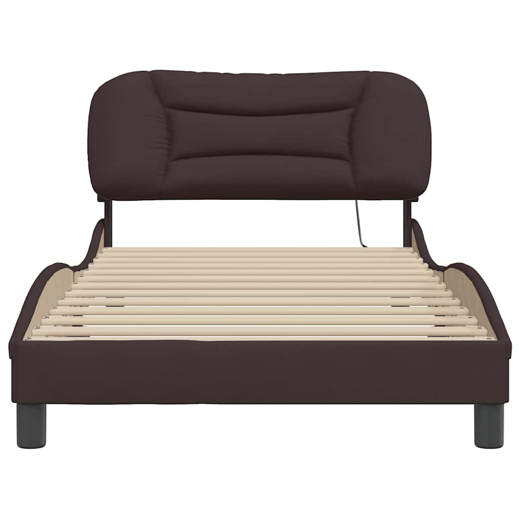 Bedframe zonder matras "Hvar" 100x200 cm stof donkerbruin