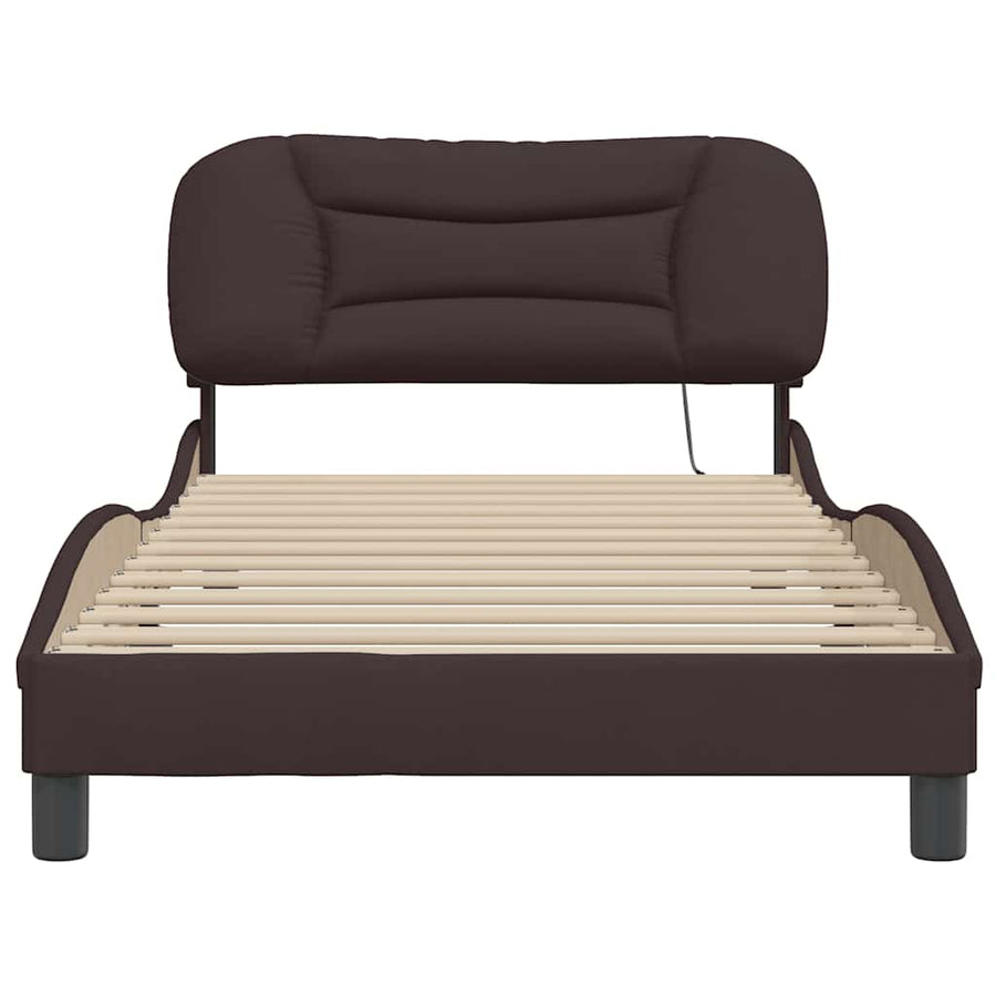 Bedframe zonder matras "Hvar" 100x200 cm stof donkerbruin