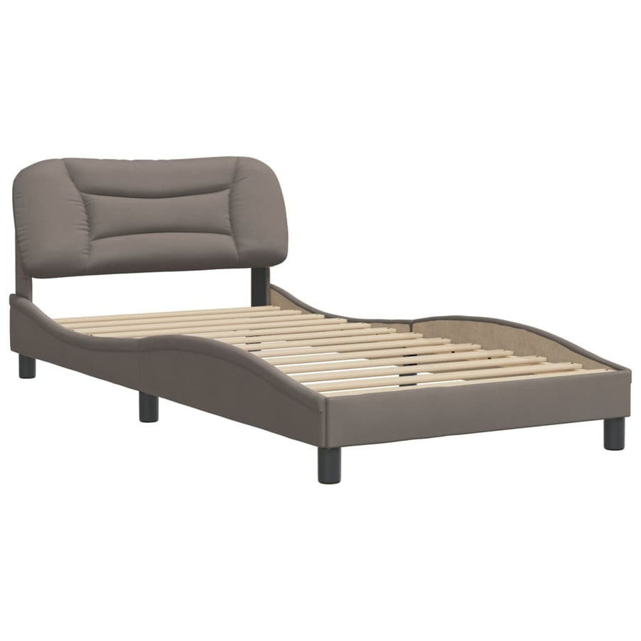 Bedframe Met Hoofdbord Stof Taupe 100X200 Cm