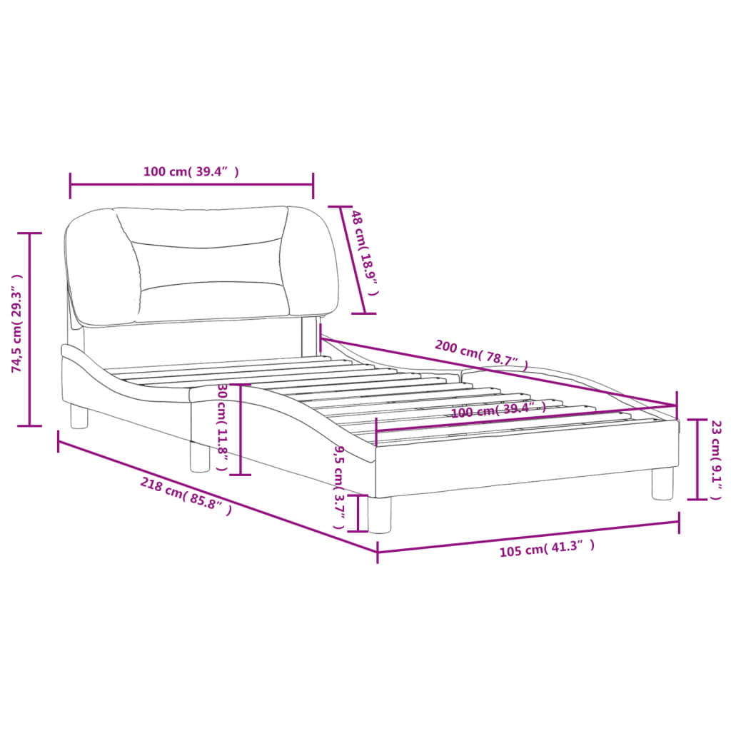 Bedframe Met Hoofdbord Stof Taupe 100X200 Cm