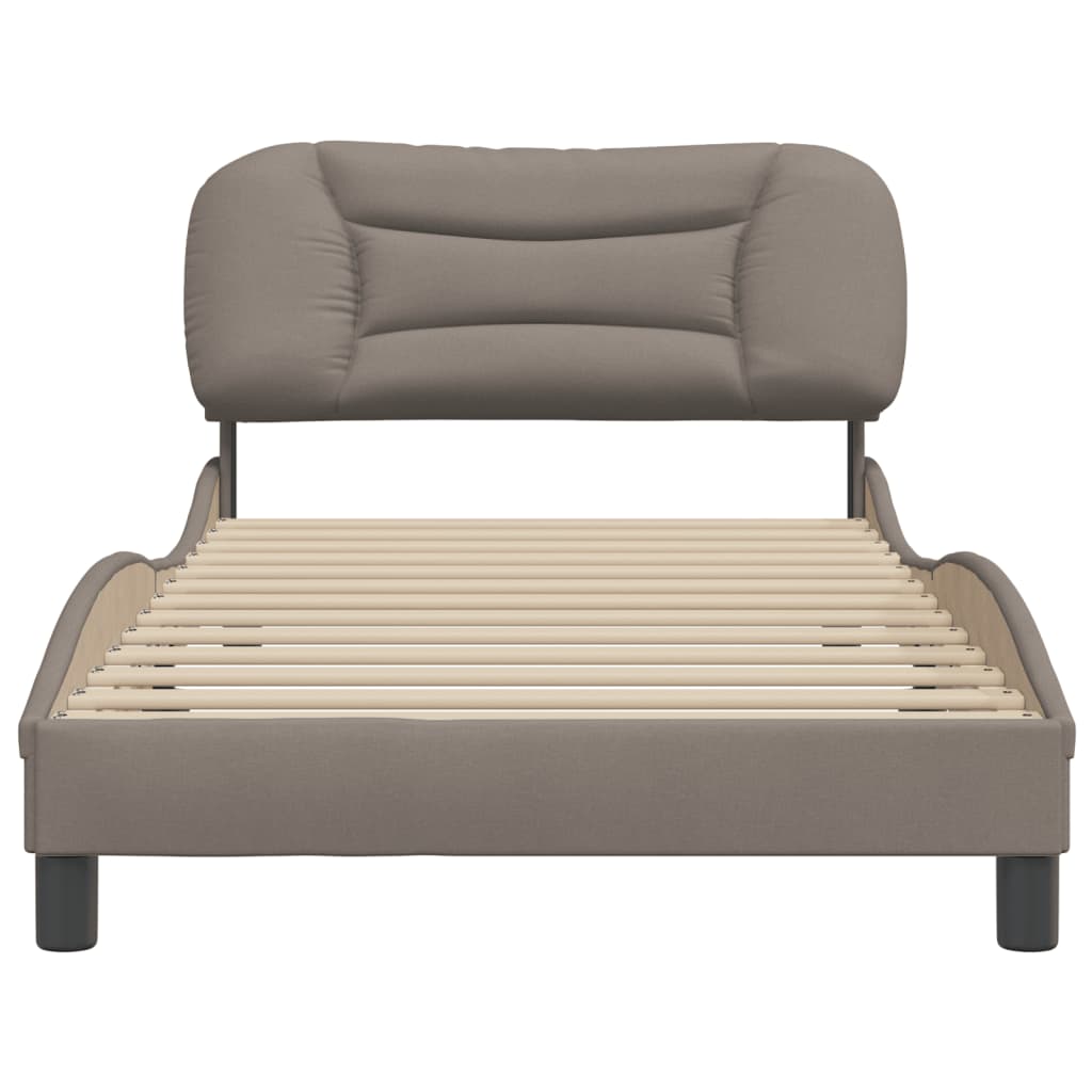 Bedframe Met Hoofdbord Stof Taupe 100X200 Cm