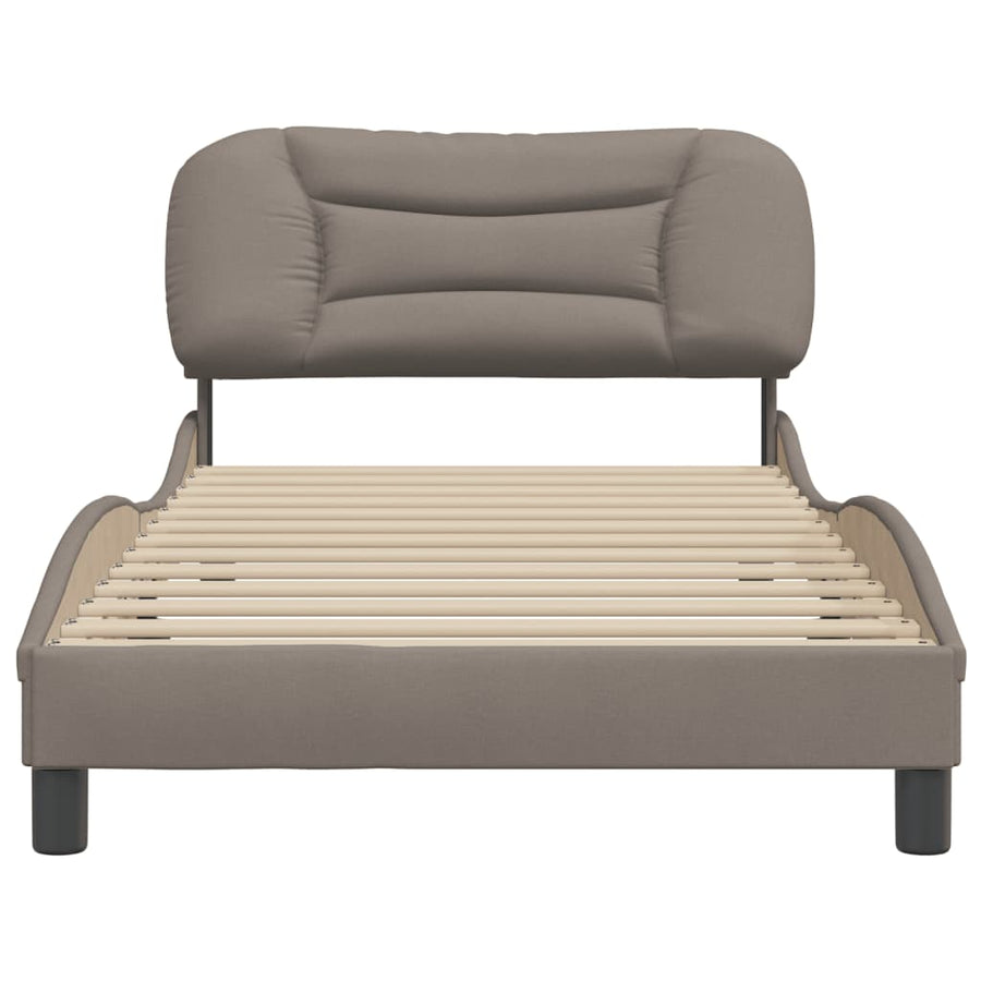 Bedframe Met Hoofdbord Stof Taupe 100X200 Cm