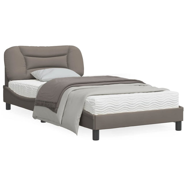 Bedframe Met Hoofdbord Stof Taupe 100X200 Cm