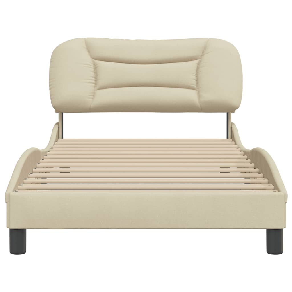 Bedframe Met Hoofdbord Stof Crèmekleurig 100X200 Cm
