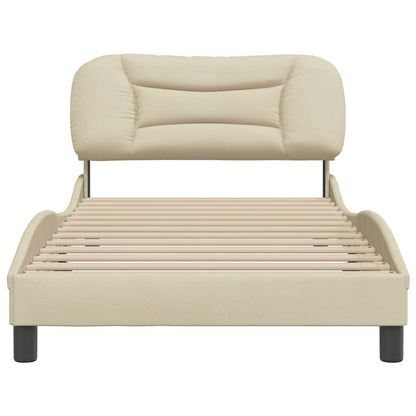 Bedframe Met Hoofdbord Stof Crèmekleurig 100X200 Cm