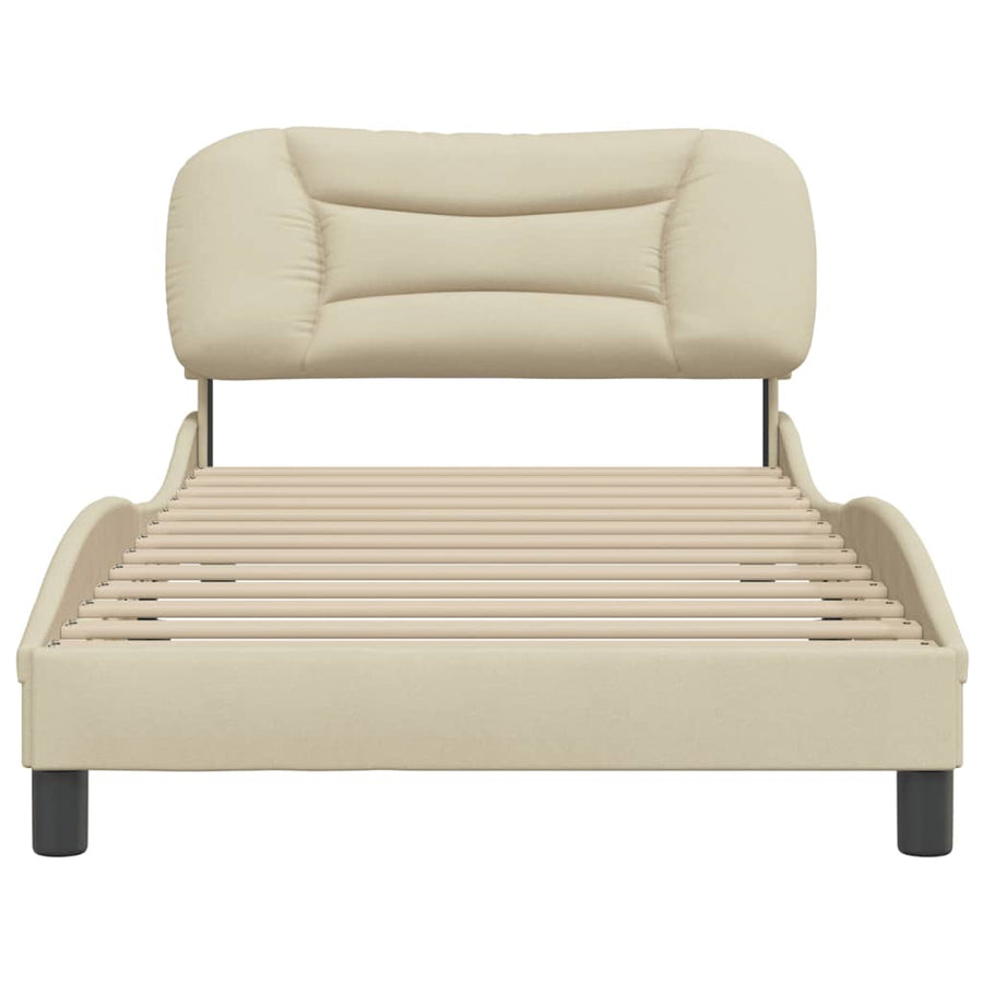 Bedframe Met Hoofdbord Stof Crèmekleurig 100X200 Cm