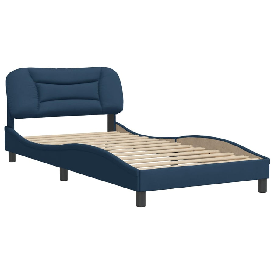 Bedframe Met Hoofdbord Stof Blauw 100X200 Cm