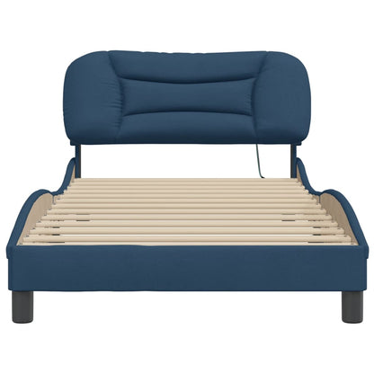 Bedframe Met Hoofdbord Stof Blauw 100X200 Cm