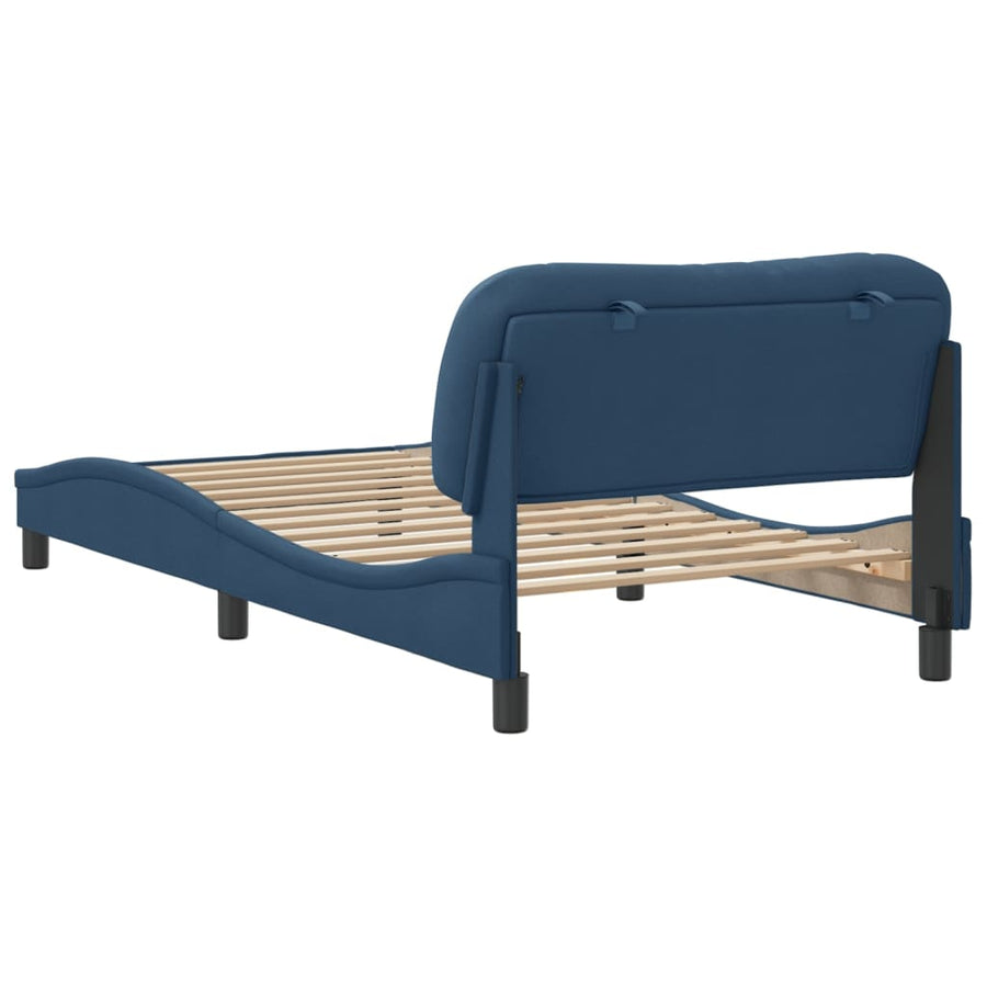 Bedframe Met Hoofdbord Stof Blauw 100X200 Cm