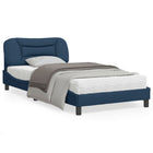 Bedframe Met Hoofdbord Stof Blauw 100X200 Cm