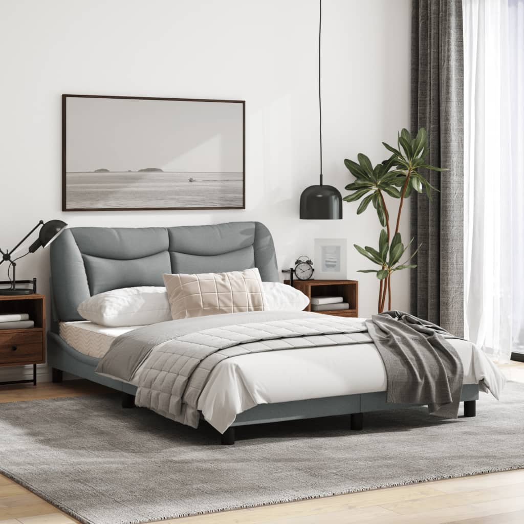 Bedframe Met Hoofdbord Stof Lichtgrijs 120X200 Cm