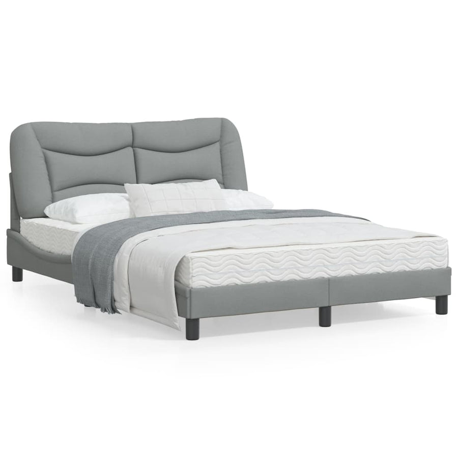 Bedframe Met Hoofdbord Stof Lichtgrijs 120X200 Cm