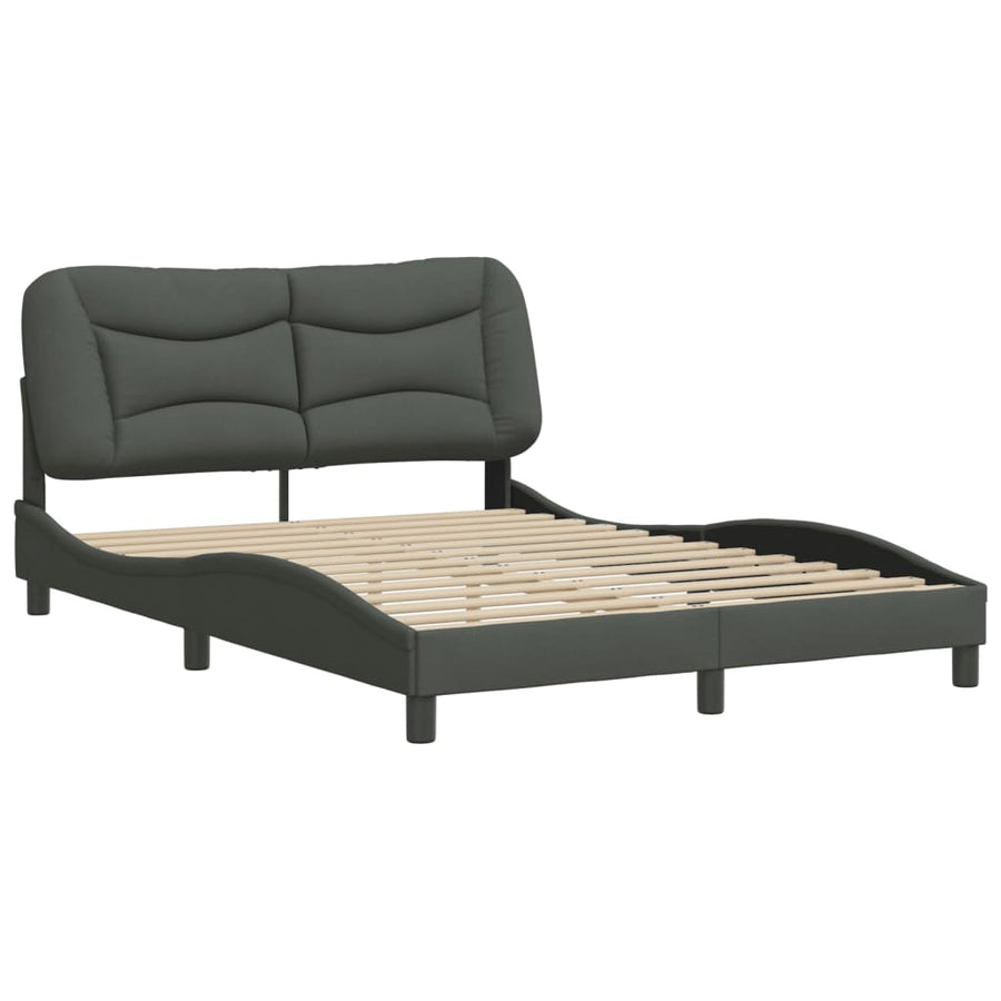 Bedframe Met Hoofdbord Stof Donkergrijs 120X200 Cm