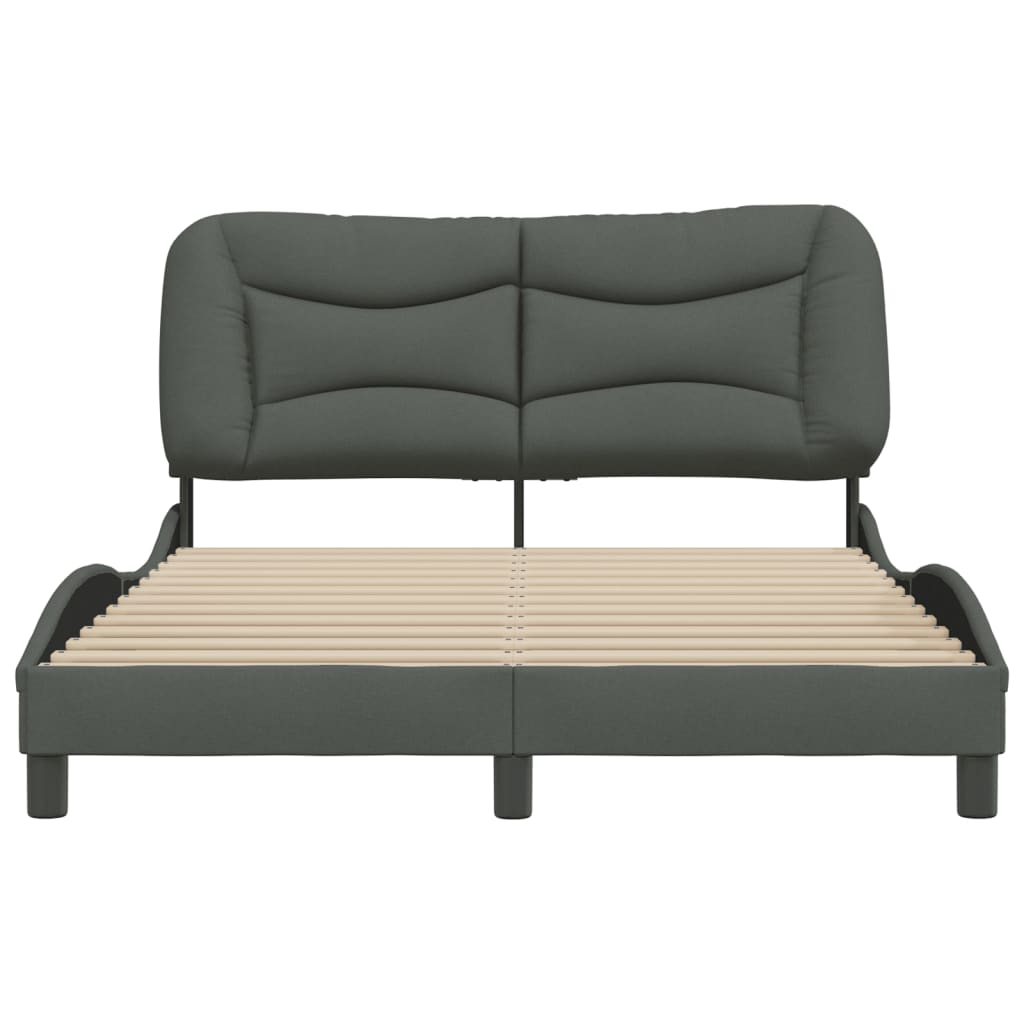 Bedframe Met Hoofdbord Stof Donkergrijs 120X200 Cm