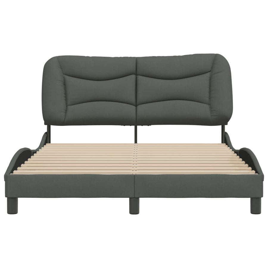 Bedframe Met Hoofdbord Stof Donkergrijs 120X200 Cm