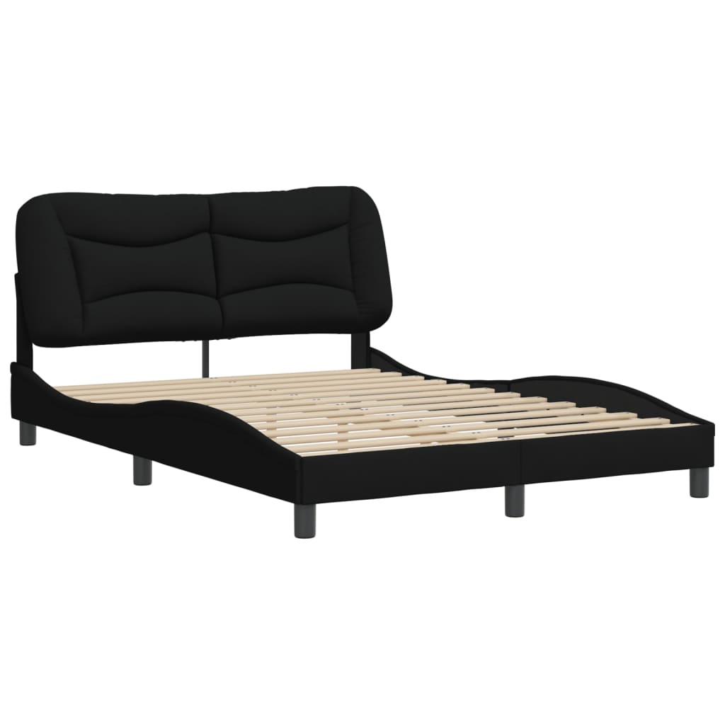 Bedframe Met Hoofdbord Stof Zwart 120X200 Cm
