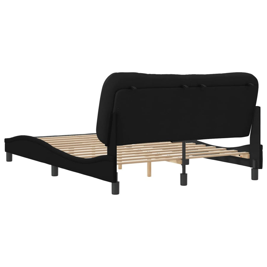 Bedframe Met Hoofdbord Stof Zwart 120X200 Cm