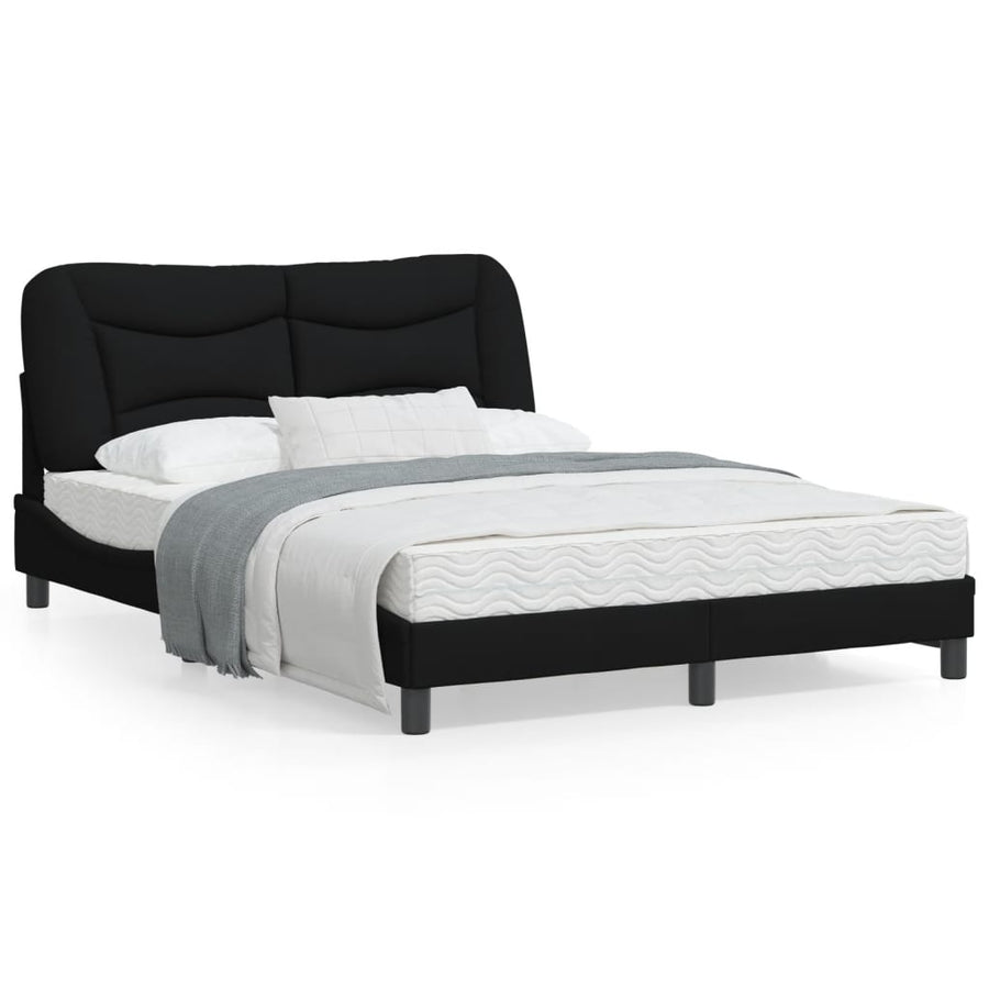 Bedframe Met Hoofdbord Stof Zwart 120X200 Cm