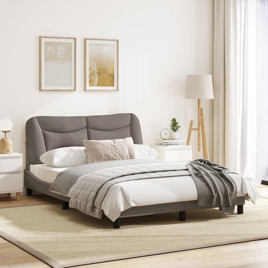 Bedframe Met Hoofdbord Stof Taupe 120X200 Cm