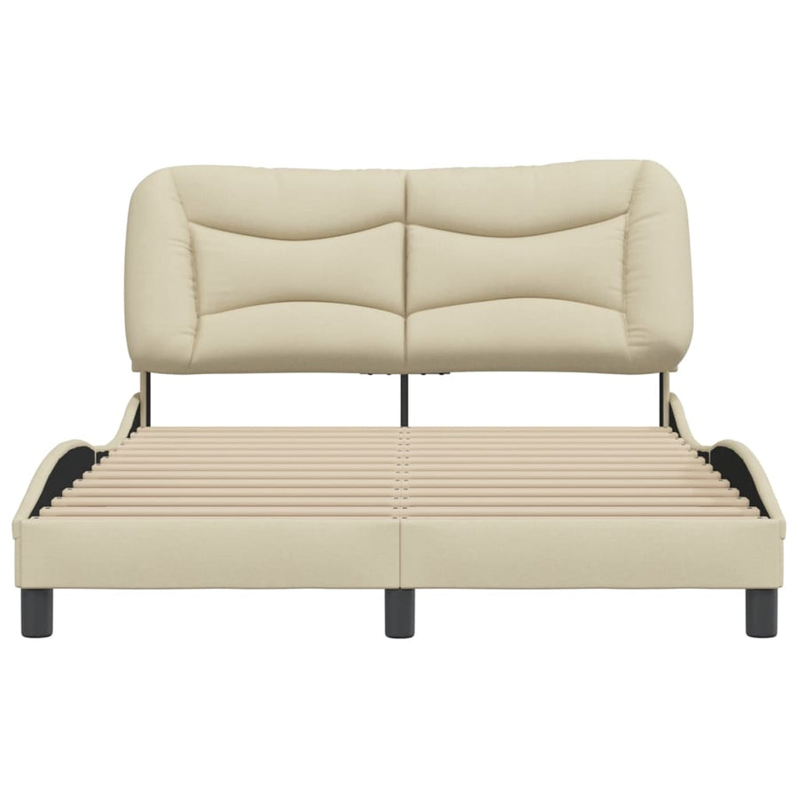 Bedframe Met Hoofdbord Stof Crèmekleurig 120X200 Cm