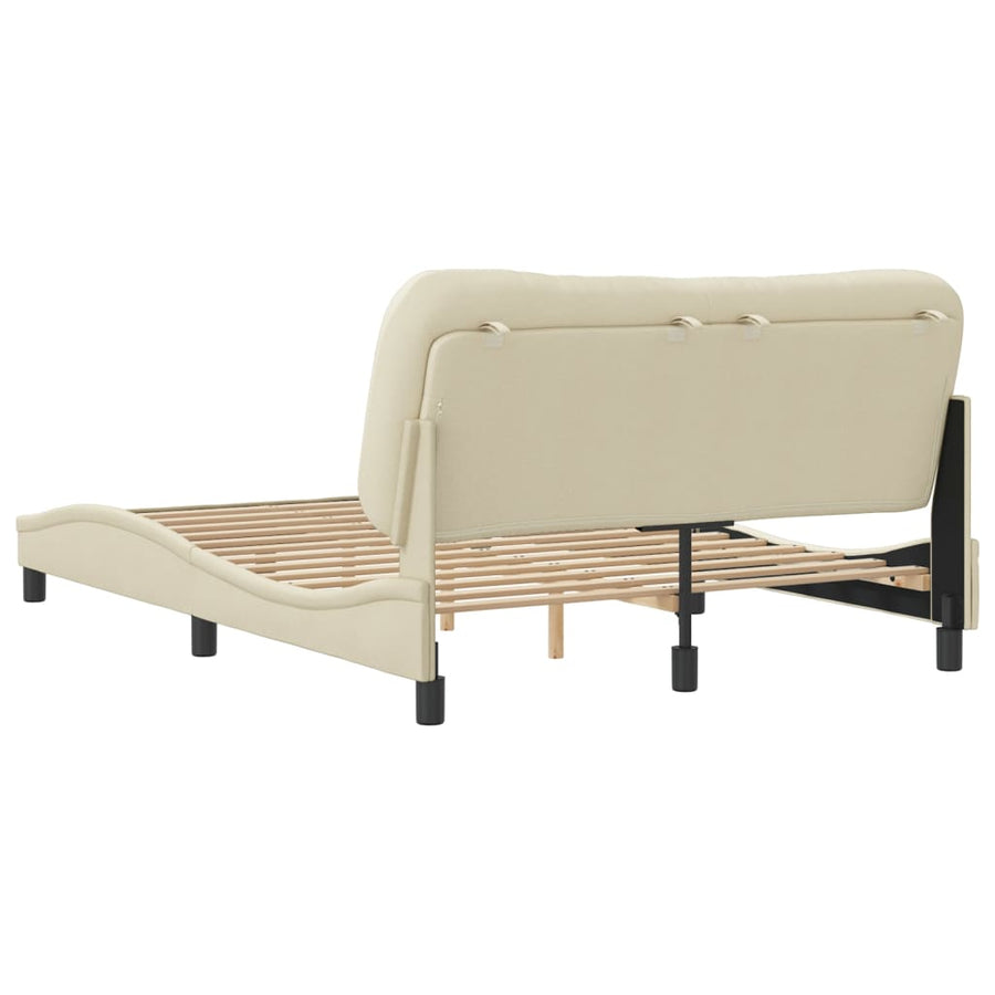 Bedframe Met Hoofdbord Stof Crèmekleurig 120X200 Cm
