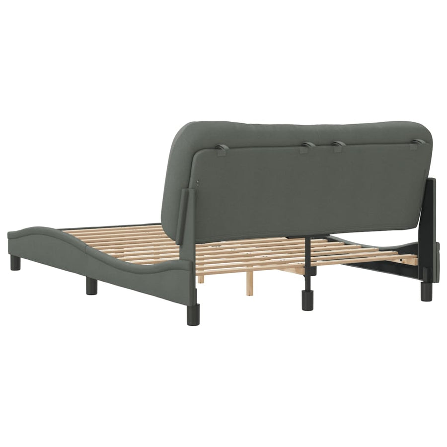 Bedframe Met Hoofdbord Stof Donkergrijs 140X190 Cm
