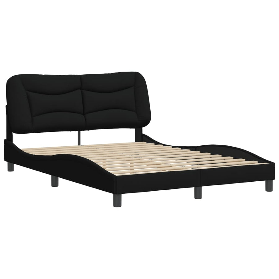Bedframe Met Hoofdbord Stof Zwart 140X190 Cm