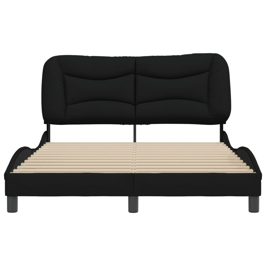 Bedframe Met Hoofdbord Stof Zwart 140X190 Cm