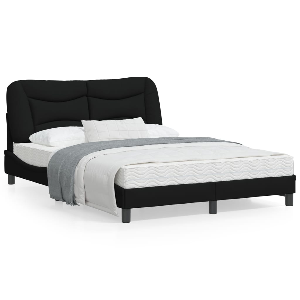 Bedframe Met Hoofdbord Stof Zwart 140X190 Cm